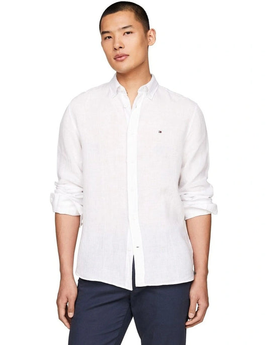 Tommy Hilfiger Regular Fit Pure Linen Shirt in White