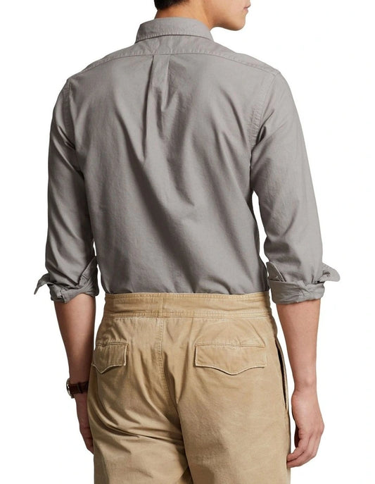 Polo Ralph Lauren Slim Fit Garment Dyed Oxford Shirt in Grey