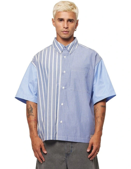 ABrand Jeans Bobby Mixmaster Short Sleeve Shirt in Business Blue