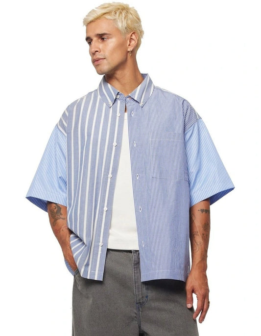 ABrand Jeans Bobby Mixmaster Short Sleeve Shirt in Business Blue