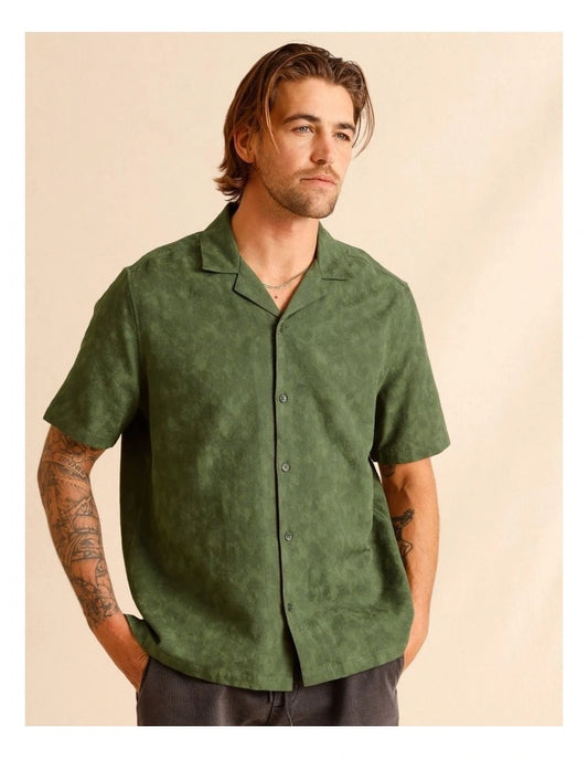 Maddox Jai Jacquard Short Sleeve Shirt in Green