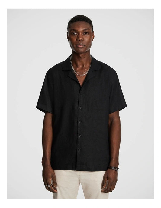 yd. Harris Pure Linen Shirt in Black