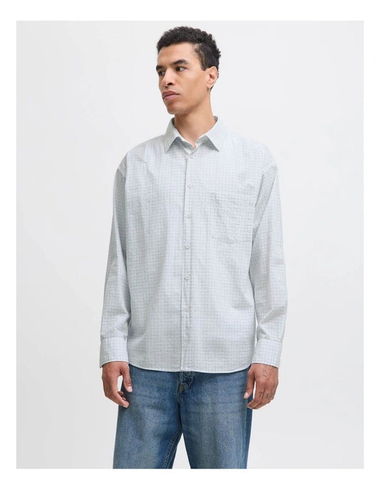 Jack & Jones Jorcambridge Seersucker Shirt in Skyway