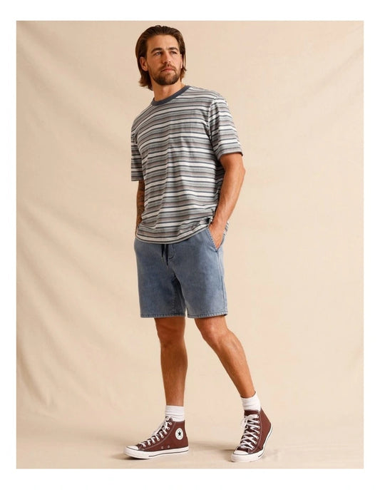 Maddox Dune Knit Denim Shorts in Blue