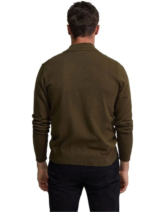 Oxford Ace Zip Up Knit in Olive