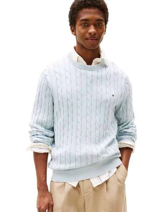 Tommy Hilfiger Cable Knit Washed Jumper in Blue
