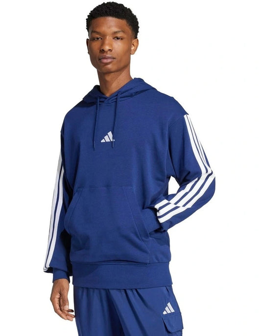 Adidas Essentials 3-Stripes French Terry Hoodie in Blue