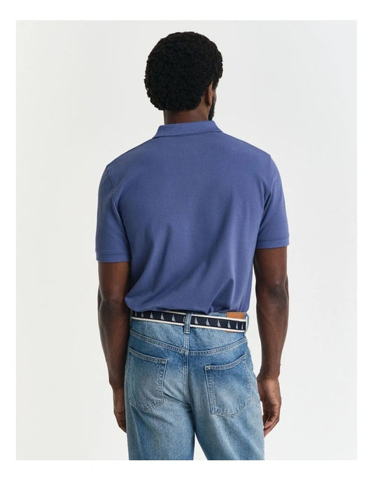 Gant Contrast Piqu Polo Shirt in Dusty Navy