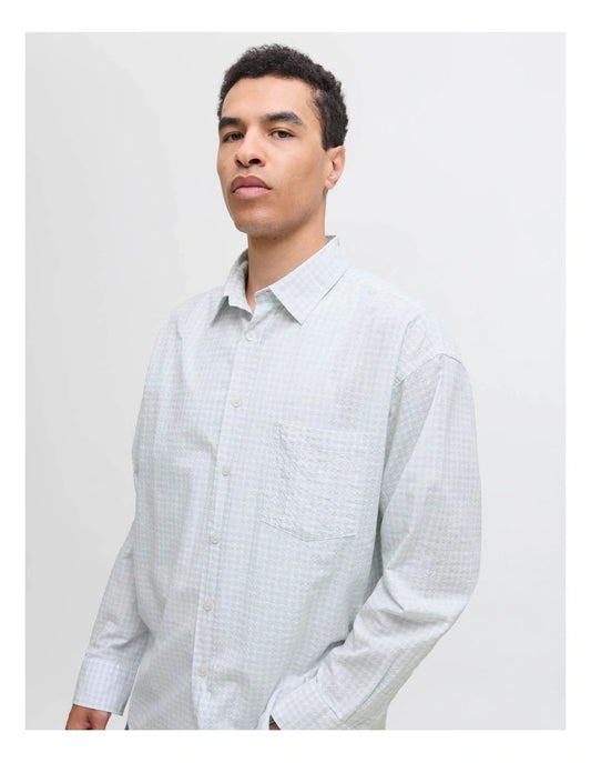 Jack & Jones Jorcambridge Seersucker Shirt in Skyway