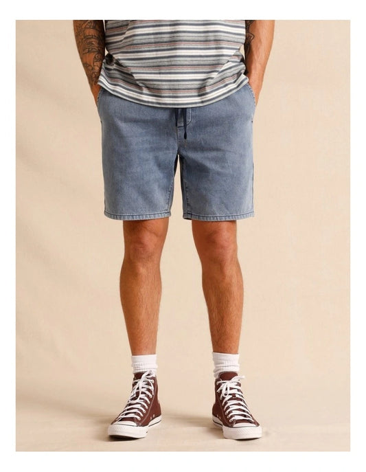 Maddox Dune Knit Denim Shorts in Blue