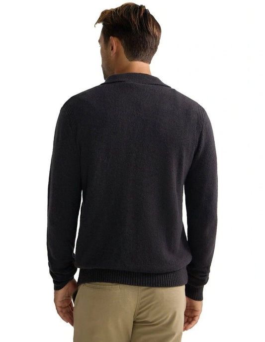 Oxford Rocco Polo Collar Wool Knit in Flint