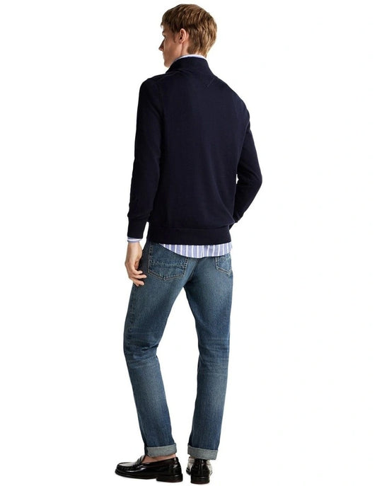 Tommy Hilfiger Half-Zip Mock Turtleneck Jumper in Navy