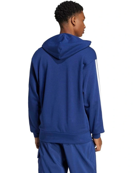 Adidas Essentials 3-Stripes French Terry Hoodie in Blue
