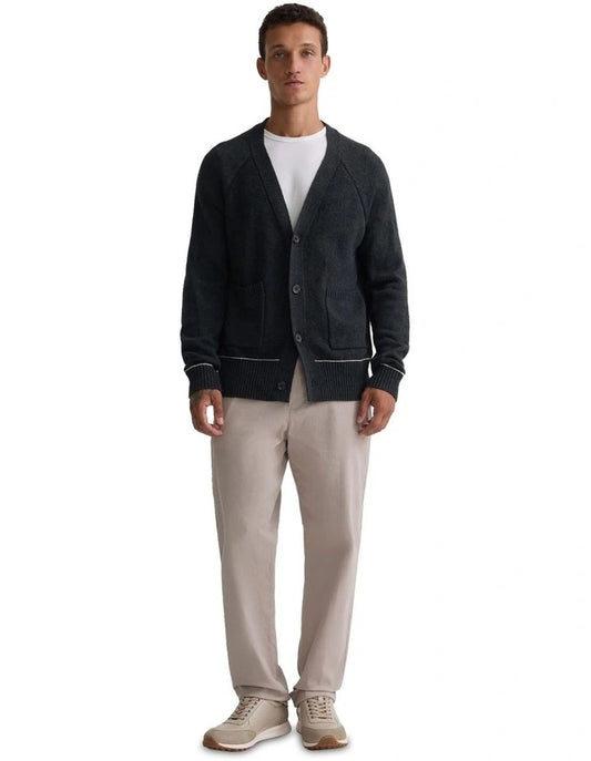 Oxford Diego Cotton Cardigan in Charcoal